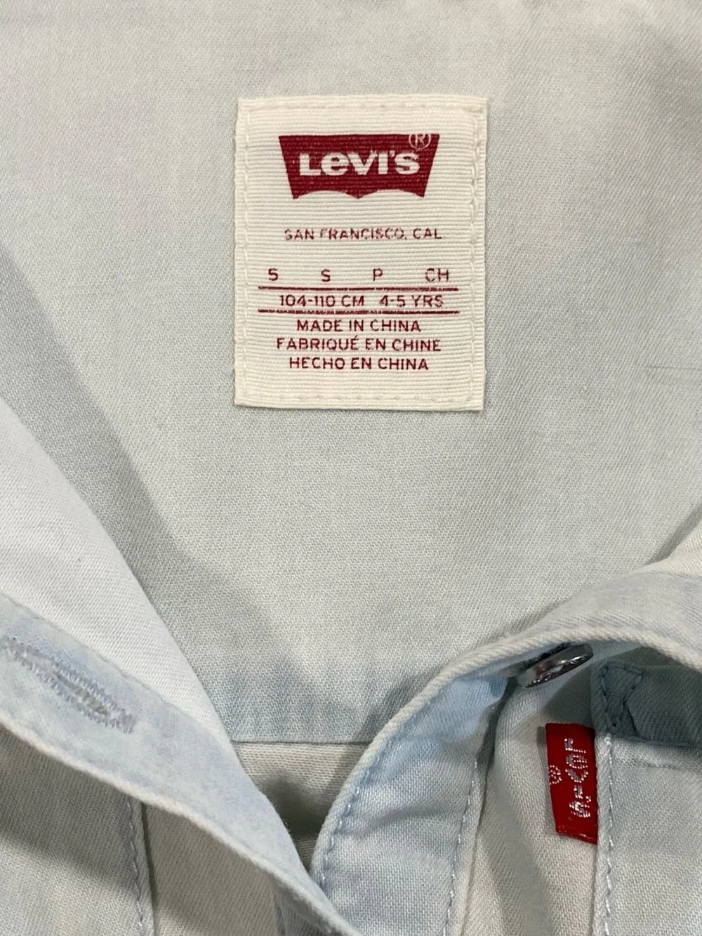 Levi’s Girls’ Long Sleeve Western Light Wash Denim Shirtdress Size Small (4-5)